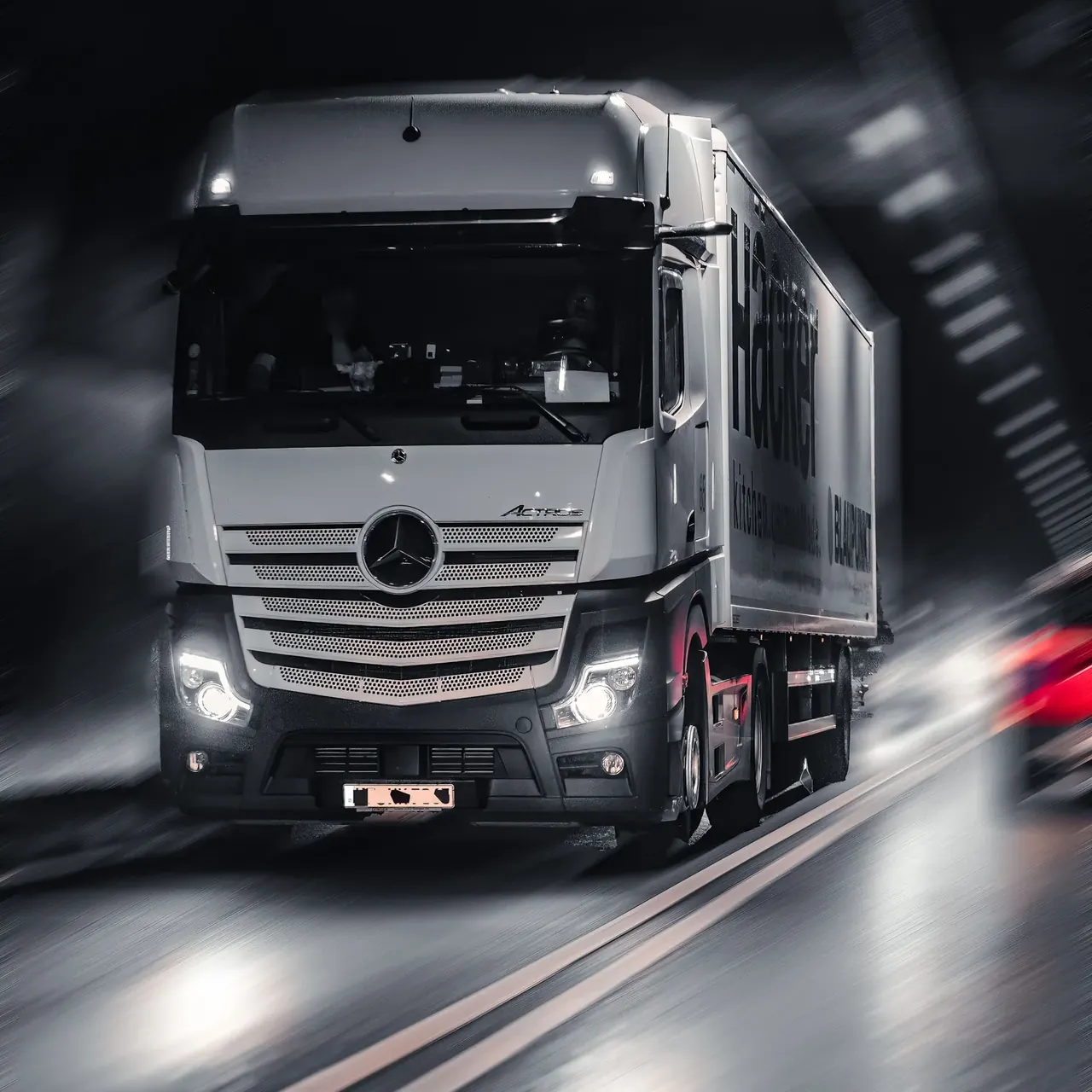 Mercedes-Benz Actros lorry at speed